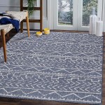 Beverly Rug Waikiki Indoor Outdoor Rug 5X7  Washable Outside Carpet For Patio  Deck  Porch  Trellis Area Rug  Water Resistant  Blue - White