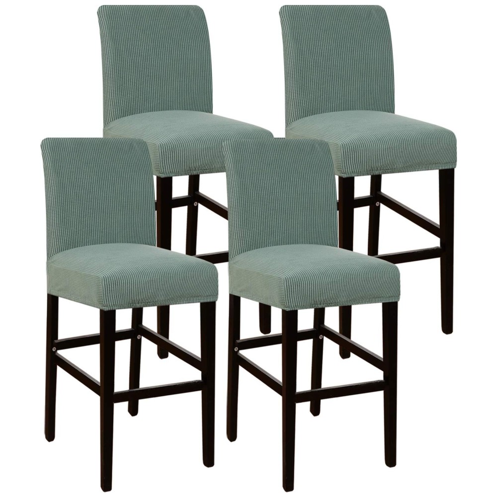 Flamingo P High Stretch Bar Stool Cover Pub Counter Stool Chair Slipcover For Dining Room Cafe Furniture Chair Seat Cover Stretch Protectors Non Slip With Elastic Bottom Set Of 4, Sage