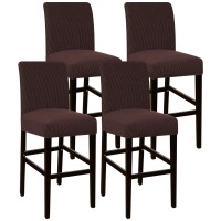 High Stretch Bar Stool Cover Pub Counter Stool Chair Slipcover For Dining Room Cafe Furniture Chair Seat Cover Stretch Protectors Non Slip With Elastic Bottom Set Of 4, Brown
