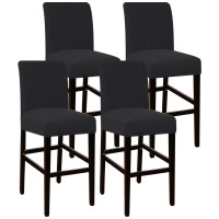 High Stretch Bar Stool Cover Pub Counter Stool Chair Slipcover For Dining Room Cafe Furniture Chair Seat Cover Stretch Protectors Non Slip With Elastic Bottom Set Of 4, Black