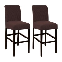 Flamingo P High Stretch Bar Stool Cover Pub Counter Stool Chair Slipcover For Dining Room Cafe Furniture Chair Seat Cover Stretch Protectors Non Slip With Elastic Bottom Set Of 2, Brown