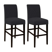 High Stretch Bar Stool Cover Pub Counter Stool Chair Slipcover For Dining Room Cafe Furniture Chair Seat Cover Stretch Protectors Non Slip With Elastic Bottom Set Of 2, Black