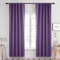 Deconovo Rod Pocket And Back Tab Blackout Curtains For Living Room Thermal Insulated Room Darkening Curtains 42Wx95L Inch Purple Grape 2 Panels