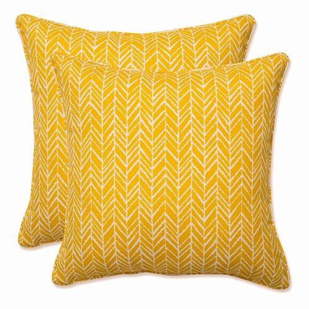 Pillow Perfect 686875 Outdoorindoor Herringbone Egg Yolk Throw Pillows 165 X 165 Yellow 2 Pack