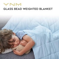 Ynm Weighted Blanket - Heavy 100% Oeko-Tex Certified Cotton Material With Premium Glass Beads (Light Blue  36''X48'' 5Lbs)  Suit For One Person(~40Lb) Use On Twin Bed