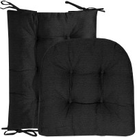 Sweet Home Collection Rocking Chair Cushion Premium Tufted Pads Non Skid Slip Backed Upper And Lower With Ties, 2 Piece Set, Black