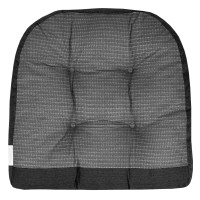 Sweet Home Collection Rocking Chair Cushion Premium Tufted Pads Non Skid Slip Backed Upper And Lower With Ties, 2 Piece Set, Black