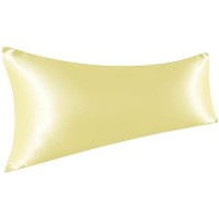 Ntbay Satin Body Pillowcase For Hair And Skin Luxurious And Silky Pillow Case With Envelope Closure 20X54 Inches Light Yellow