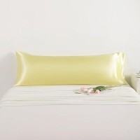 Ntbay Satin Body Pillowcase For Hair And Skin Luxurious And Silky Pillow Case With Envelope Closure 20X54 Inches Light Yellow