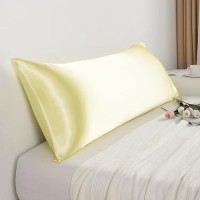 Ntbay Satin Body Pillowcase For Hair And Skin Luxurious And Silky Pillow Case With Envelope Closure 20X54 Inches Light Yellow