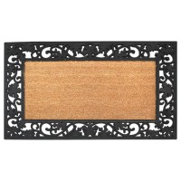 A1 Home Collections A1Home200029 18X30 Entrance Rubber Heavy Duty Doormat Floral Border Plain Coir Black