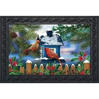 Briarwood Lane Snow Day Cardinals Winter Doormat Birdhouse Indooroutdoor 30 X 18