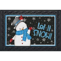 Briarwood Lane Jolly Winter Snowman Doormat Primitive Let It Snow Indooroutdoor 30 X 18