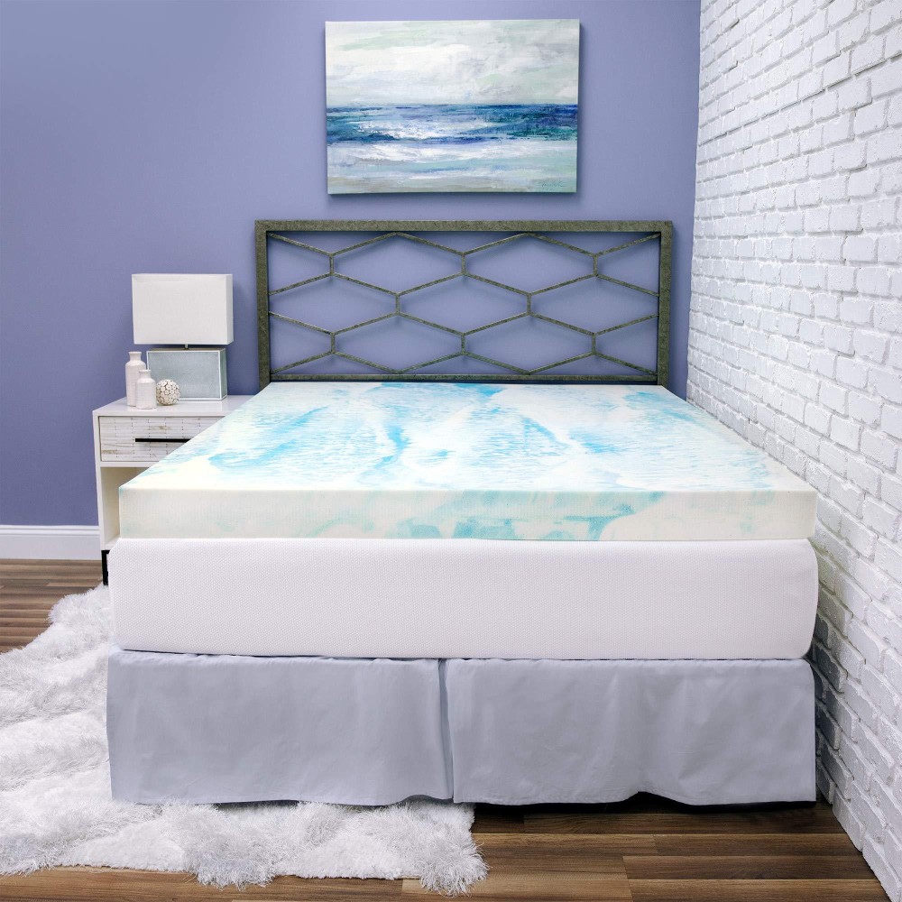 Biopedic 4Inch Twinxl Size Mattress Topper Icool Tech And Gel Swirl Medium Plush Memory Foam Mattress Topper Certipurus Cer