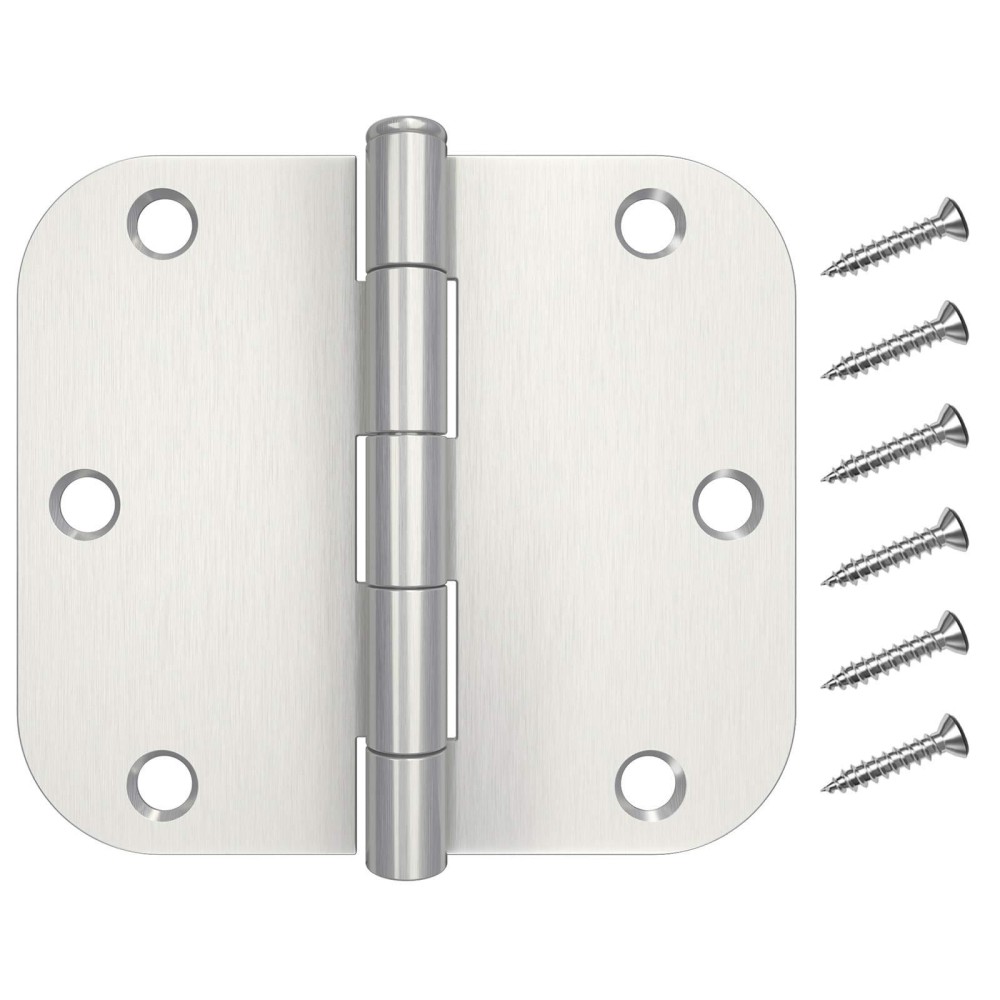 48 Pack Rounded Door Hinges 35 X 35 Inch, 58 Radius, Brushed Nickel