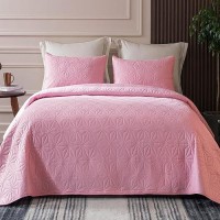 Whale Flotilla King Size Quilt Bedding Set Soft Pink King Quilts Bedspreads For All Seasons Lightweight Geometric Star Pattern