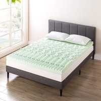 Mellow 4 Inch 5-Zone Memory Foam Mattress Topper  Calming Green Tea Infusion  Short Queen