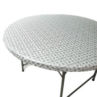 Toptablecloth Fits Tables Up To 31 To 36 Inch Round Tablecloth Elastic Silver Pattern Small Tablecover Outdoor Plastic Elast