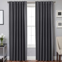 Hversailtex Blackout Curtains Thermal Insulated Window Treatment Panels Room Darkening Blackout Drapes For Living Room Back Tab