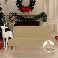 Easygoing Stretch Futon Slipcover Armless Futon Bed Cover Furniture Protector Without Armrests With Elastic Bottom For Kids So