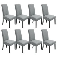 Northern Brothers Chair Covers For Dining Room 8 Pack Chair Slipcovers Stretch Chair Covers Protector Cover For Hotel  Dining Room  Banquet (Light Grey)