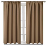 Bgment Taupe Blackout Curtains 54 Inches Length Thermal Insulated Rod Pocket Short Room Darkening Curtain For Bedroom Kitchen