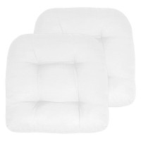 Sweet Home Collection Patio Cushions Outdoor Chair Pads Premium Comfortable Thick Fiber Fill Tufted 19 X 19 Seat Cover, 2 Count (Pack Of 1), White