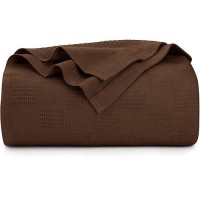 Utopia Bedding 100% Cotton Blanket (Twin Size - 90X72 Inches) 350Gsm Lightweight Thermal Blanket  Soft Breathable Blanket For All Seasons (Brown)