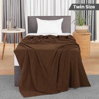 Utopia Bedding 100% Cotton Blanket (Twin Size - 90X72 Inches) 350Gsm Lightweight Thermal Blanket  Soft Breathable Blanket For All Seasons (Brown)