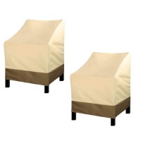 Rosielily Patio Chair Covers Waterproof Heavy Duty Outdoor Chair Cover Patio Furniture Covers Stackable Outside Lounge Seat Covers Lawn Sofa Covers Water Resistant 600D Oxford Cloth 2 Pack Khaki&Brown