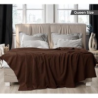 Utopia Bedding 100% Cotton Blanket (Queen Size - 90X90 Inches) 350Gsm Lightweight Thermal Blanket  Soft Breathable Blanket For All Seasons (Brown)