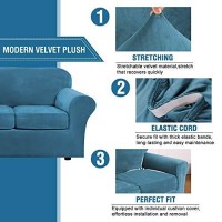 Hversailtex Real Velvet Plush 3 Piece Stretch Sofa Covers Couch Covers For 2 Cushion Couch Sofa Slipcovers Width Up To 90 Inch