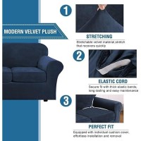 Hversailtex Real Velvet Plush 3 Piece Stretch Sofa Covers Couch Covers For 2 Cushion Couch Sofa Slipcovers Width Up To 90 Inch