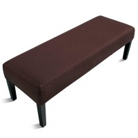 Fuloon Stretch Jacquard Dining Bench Cover - Anti-Dust Removable Bench Slipcover Washable Bench Seat Protector Cover For Living Room, Bedroom, Kitchen (Chocolate)