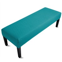 Fuloon Stretch Jacquard Dining Bench Cover - Anti-Dust Removable Bench Slipcover Washable Bench Seat Protector Cover For Living Room, Bedroom, Kitchen (Peacock Blue)
