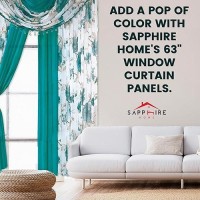 Sapphire Home Floral Sheer Curtains - 4 Panels Set With Valance  63