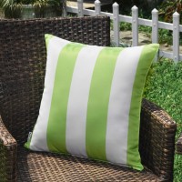 Western Home Pack Of 2 Decorative Outdoor Solid Waterproof Striped Throw Pillow Covers Polyester Linen Garden Farmhouse Cushion Cases For Patio Tent Balcony Couch Sofa 18X18 Inch Green