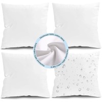 Fixwal 18X18 Inches Outdoor Pillow Inserts Set Of 4, Waterproof Decorative Throw Pillows Insert, Square Pillow Form For Patio, Furniture, Bed, Living Room, Garden (White)