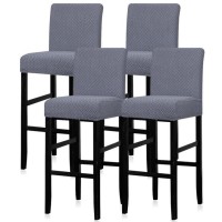 Lellen Reusable Pub Counter Stool Chair Covers Slipcover Stretch Removable Washable Dining Room Chair Covers Set Of 4 (2786-Grayblue)