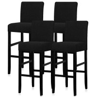 Lellen Reusable Pub Counter Stool Chair Covers Slipcover Stretch Removable Washable Dining Room Chair Covers Set Of 4 (2786-Black)