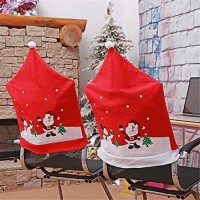 Christmas Santa Chair Cover, Set Of 4 Red Snowman Hat Slipcovers Xmas Chair Back Covers Cap For Christmas House Dining Room Kitchen Banquet Holiday Decorations (Red, 4Pcs)