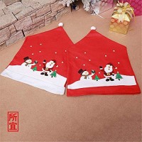 Christmas Santa Chair Cover, Set Of 4 Red Snowman Hat Slipcovers Xmas Chair Back Covers Cap For Christmas House Dining Room Kitchen Banquet Holiday Decorations (Red, 4Pcs)