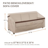 Patioasis Patio Sofa Cover Waterproof 87 Inch Heavy Duty Outdoor Furniture Loveseat Cover With Air Vent Uv Resistant Tear Resistant Beige/Brown Heavy Duty Large High Back Outside Loveseat Covers