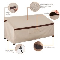 Patioasis Patio Sofa Cover Waterproof 87 Inch Heavy Duty Outdoor Furniture Loveseat Cover With Air Vent Uv Resistant Tear Resistant Beige/Brown Heavy Duty Large High Back Outside Loveseat Covers