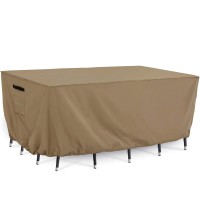 Tempera Outside Table And Chair Covers, Outdoor Dining Set Cover, Patio Furniture Cover Waterproof, Heavy Duty For Winter, Rectangle, 128'' X 82'' X 27.8'', Taupe