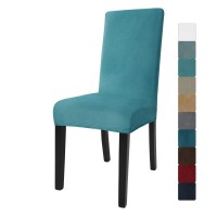 Jiviner Velvet Dining Chair Slipcover High Stretch Chair Covers For Dining Room Set Of 4 Parsons Chair Furniture Protector For Hotel, Party, Restaurant (4, Peacock Blue)