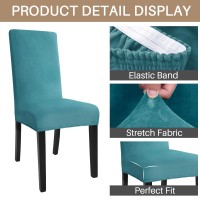 Jiviner Velvet Dining Chair Slipcover High Stretch Chair Covers For Dining Room Set Of 4 Parsons Chair Furniture Protector For Hotel, Party, Restaurant (4, Peacock Blue)