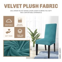 Jiviner Velvet Dining Chair Slipcover High Stretch Chair Covers For Dining Room Set Of 4 Parsons Chair Furniture Protector For Hotel, Party, Restaurant (4, Peacock Blue)