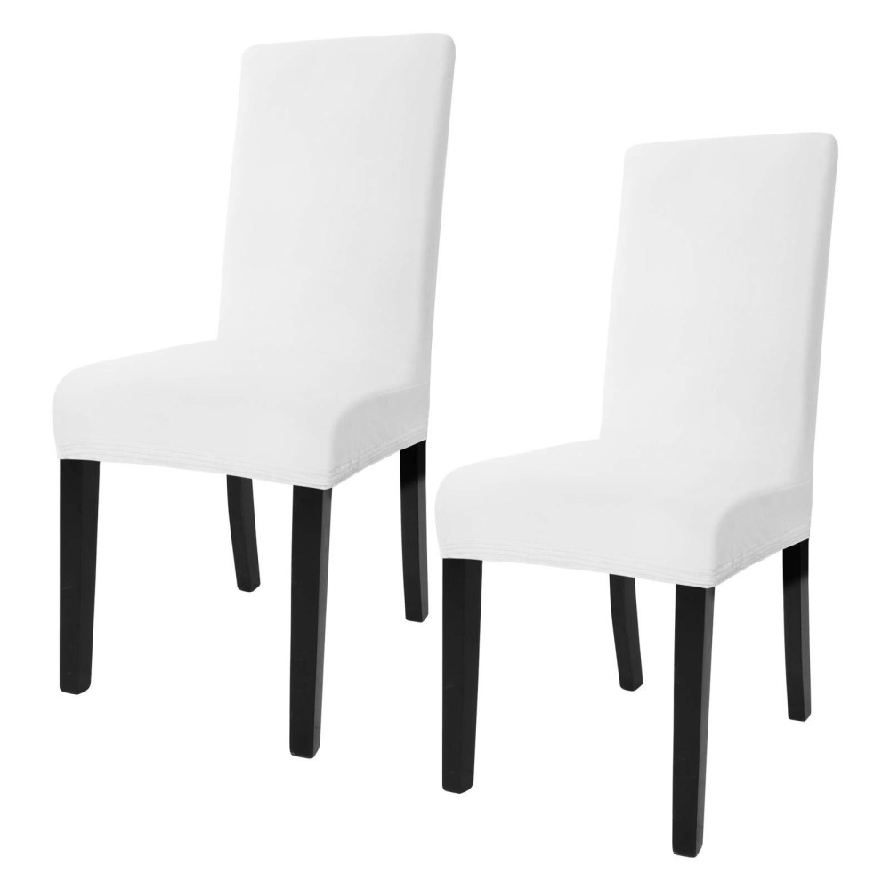 Jiviner Velvet Dining Chair Slipcover High Stretch Chair Covers For Dining Room Set Of 2 Parsons Chair Furniture Protector For Hotel, Party, Restaurant (2, White)