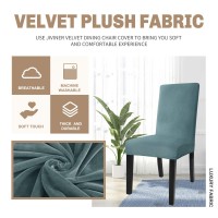 Jiviner Velvet Dining Chair Slipcover High Stretch Chair Covers For Dining Room Set Of 6 Washable Parsons Chair Furniture Protector For Hotel, Party, Restaurant (6, Stone Blue)